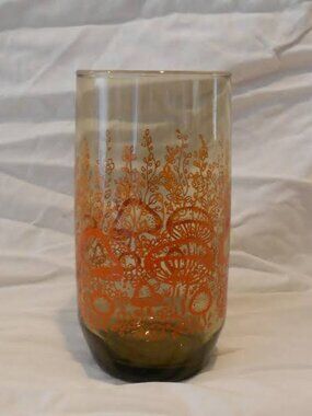 Vintage 70s Anchor Hocking Mushroom Garden Glasses - Set of 2 Smokey Tumblers